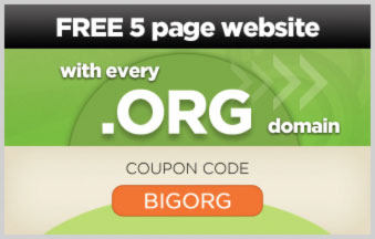 FREE 5 page Website with every .ORG domain. Use Coupon BIGORG.