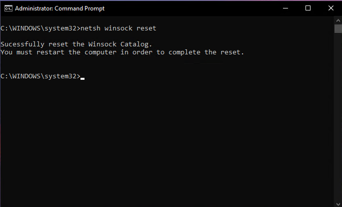 netsh winsock reset